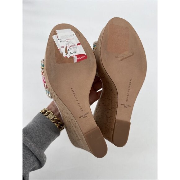 Veronica Beard Women's Size 10 White Dali Woven Wedge Sandals Shoes - Picture 12 of 13